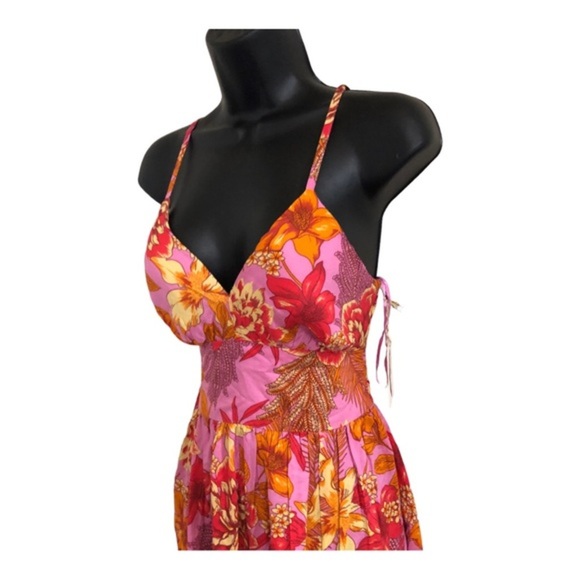 Jessica Simpson pink padded open tie back shaped waist halter maxi dress size XS - Picture 3 of 16